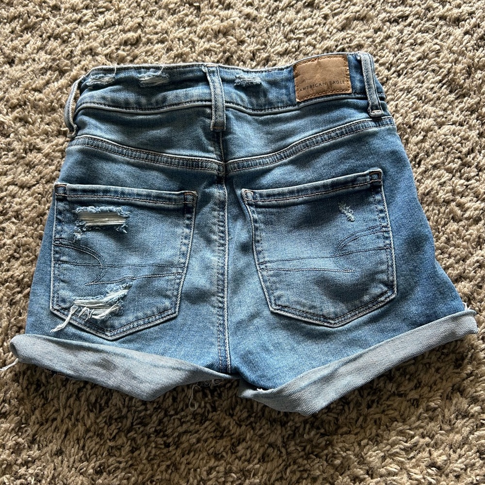 American Eagle Outfitters Distressed Blue Denim Jean Shorts - Picture 4 of 4